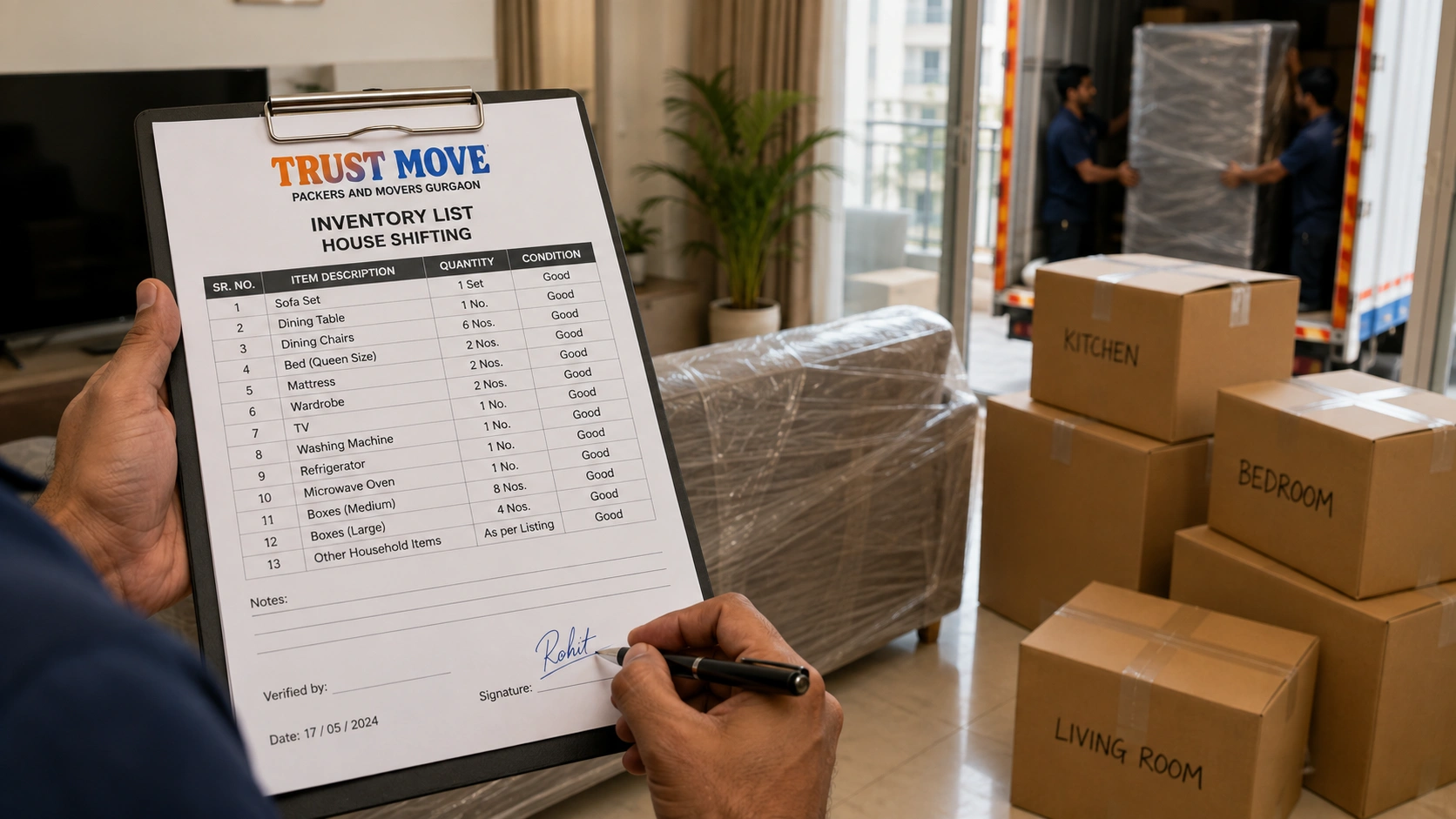 house shifting gurgaon inventory list